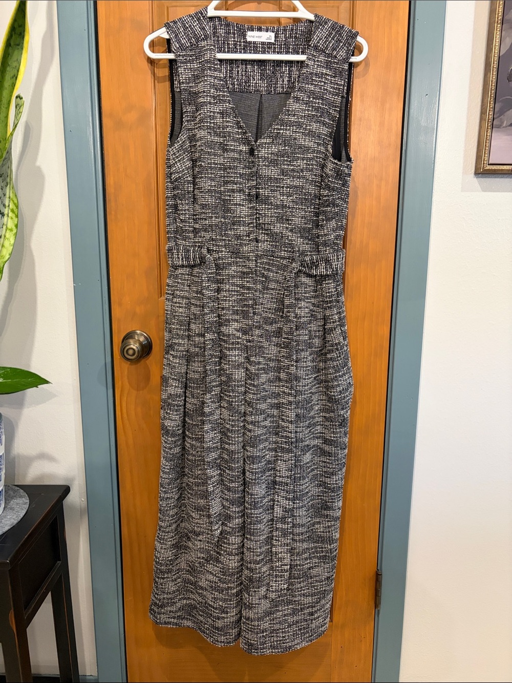 Nine West Black & White Tweed Jumpsuit